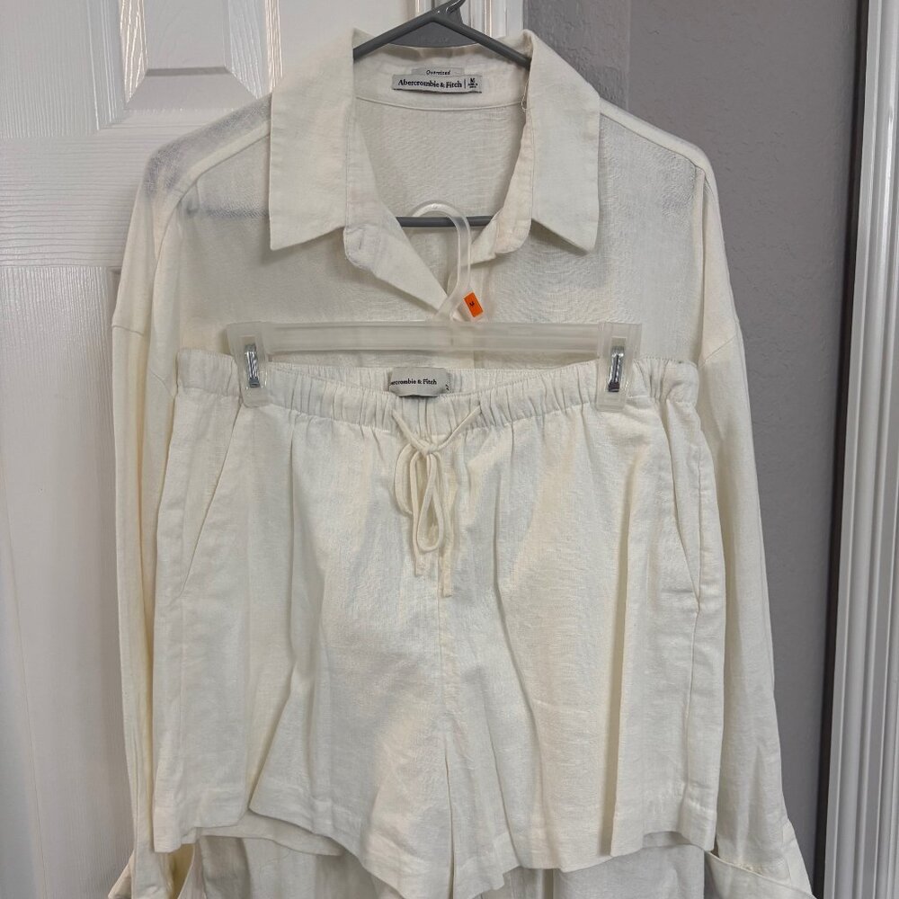 Abercrombie & Fitch Oversize Linen Blend Top with matching bottoms size M